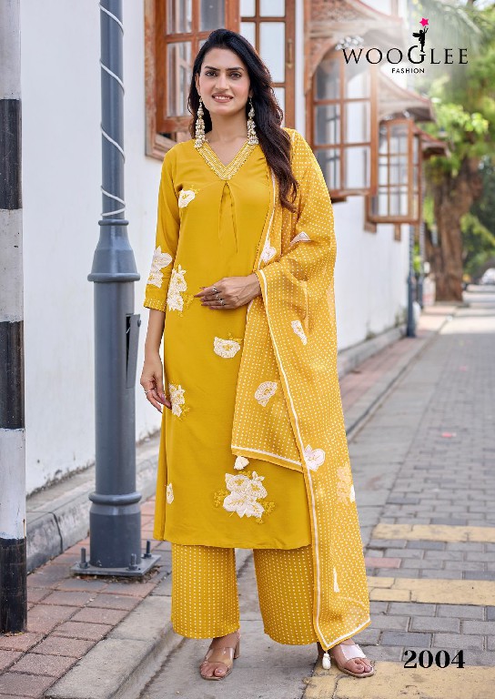 WOOGLEE VASUSHA WHOLESALE READYMADE HEAVY RAYON CLASSY STYLISH 3 PCS SUITS EXPORTER