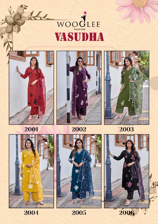 WOOGLEE VASUSHA WHOLESALE READYMADE HEAVY RAYON CLASSY STYLISH 3 PCS SUITS EXPORTER