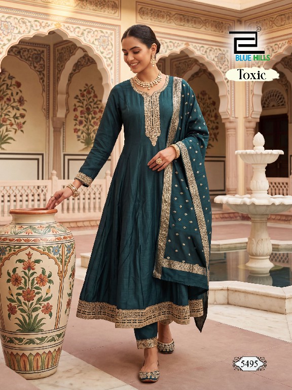 BLUE HILLS TOXIC WHOLESALE READYMADE VICHITRA ANARKALI STYLE ETHNIC LOOK 3 PCS COMBO SET SUITS SUPPLIER