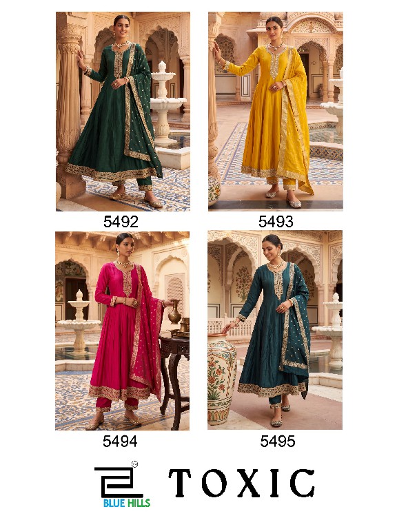 BLUE HILLS TOXIC WHOLESALE READYMADE VICHITRA ANARKALI STYLE ETHNIC LOOK 3 PCS COMBO SET SUITS SUPPLIER