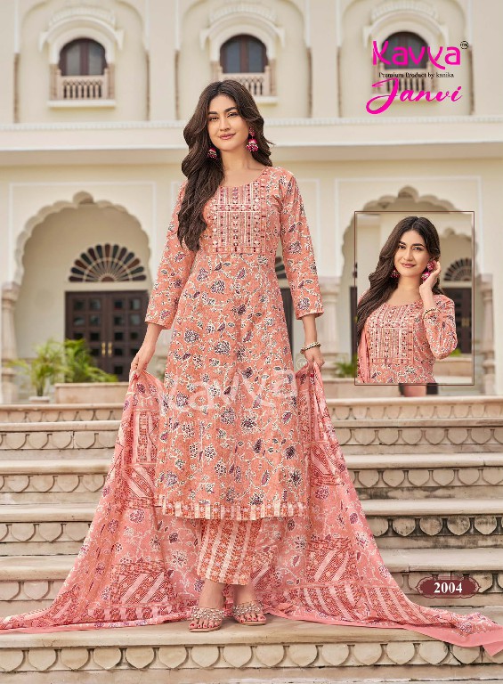 KAVYA JANVI VOL 2 WHOLESALE READYMADE MALAYSIAN COTTON ANARKALI STYLE 3 PCS SUITS EXPORTER