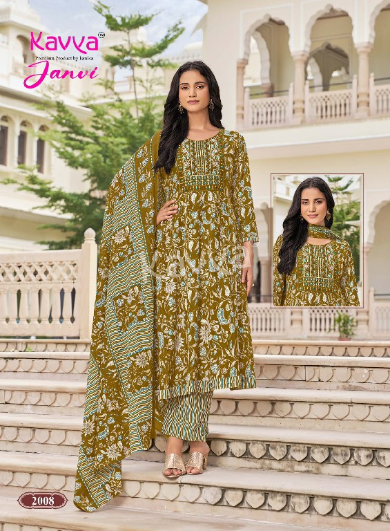 KAVYA JANVI VOL 2 WHOLESALE READYMADE MALAYSIAN COTTON ANARKALI STYLE 3 PCS SUITS EXPORTER
