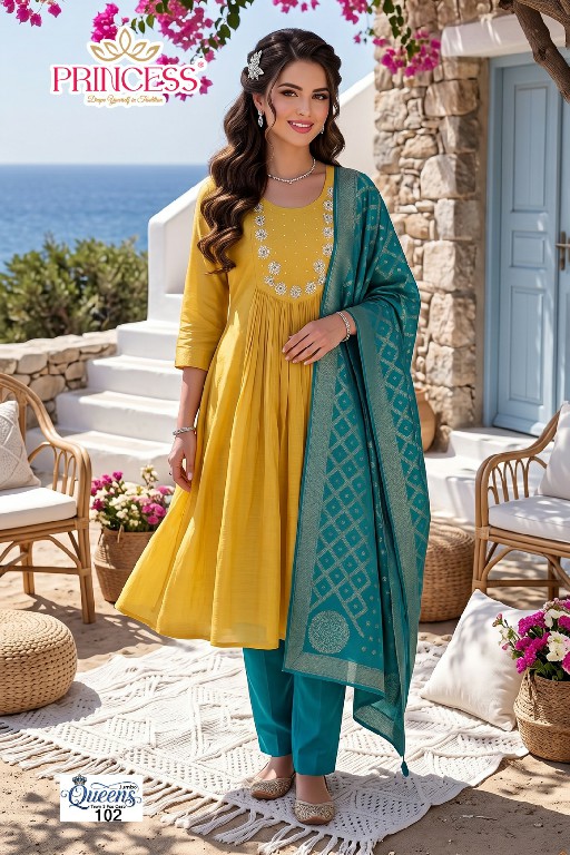 PRINCESS CREATION JUMBO QUEENS TOWN 3 PCS CAAB WHOLESALE READYMADE MAL CHANDERI BIG SIZE PRETTY LOOK 3 PCS SUITS SUPPLIER