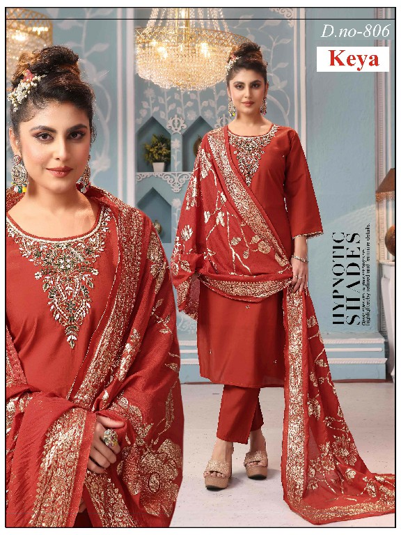 KEYA PRESENT READYMADE ROMAN SILK HAND WORK 3 PCS COMBO SET SUITS EXPORTER
