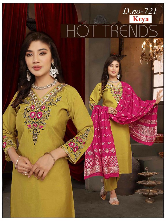 KEYA PRESENT READYMADE ROMAN SILK HAND WORK 3 PCS COMBO SET SUITS EXPORTER