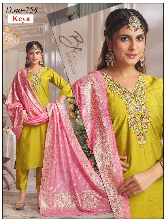 KEYA PRESENT READYMADE ROMAN SILK HAND WORK 3 PCS COMBO SET SUITS EXPORTER