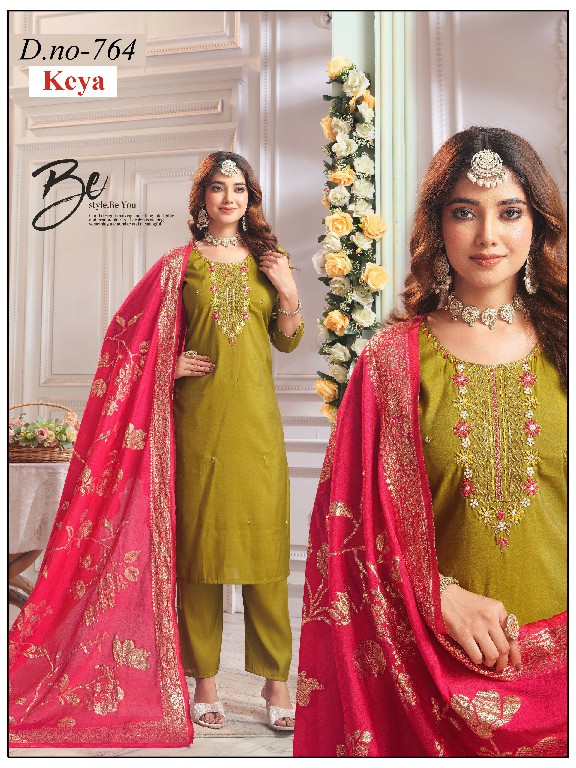 KEYA PRESENT READYMADE ROMAN SILK HAND WORK 3 PCS COMBO SET SUITS EXPORTER