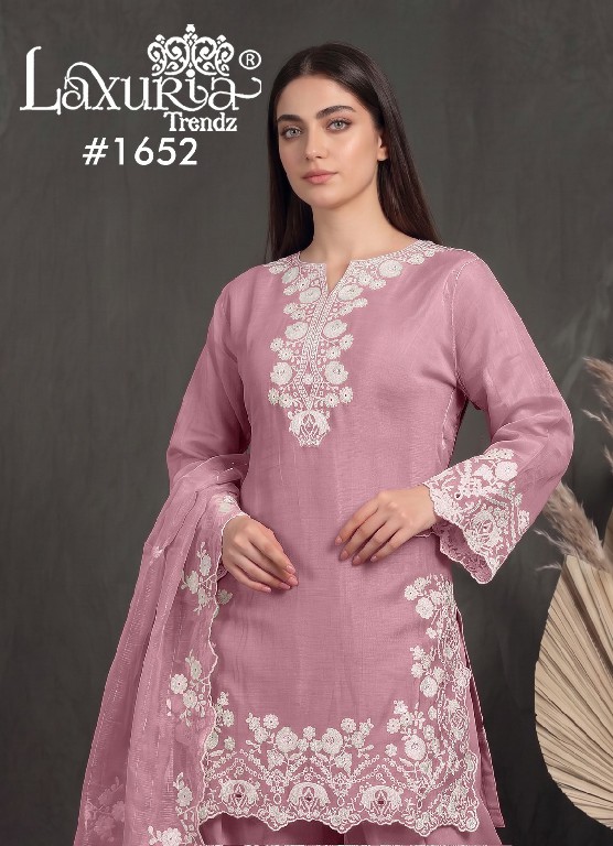 LAXURIA TRENDZ D.NO 1652 WHOLESALE READYMADE MAL CHANDERI DESIGNER 3 PCS SUITS EXPORTER