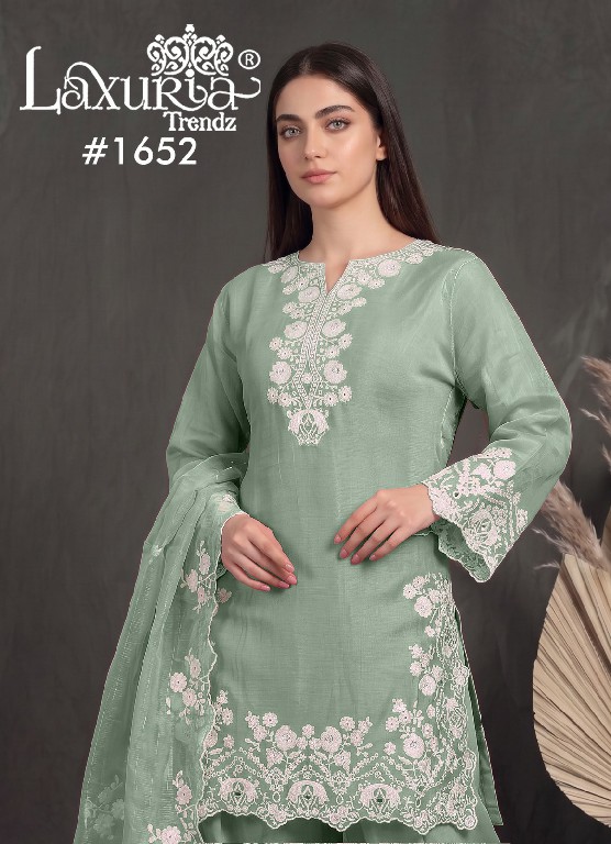 LAXURIA TRENDZ D.NO 1652 WHOLESALE READYMADE MAL CHANDERI DESIGNER 3 PCS SUITS EXPORTER