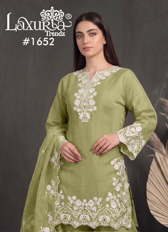 LAXURIA TRENDZ D.NO 1652 WHOLESALE READYMADE MAL CHANDERI DESIGNER 3 PCS SUITS EXPORTER