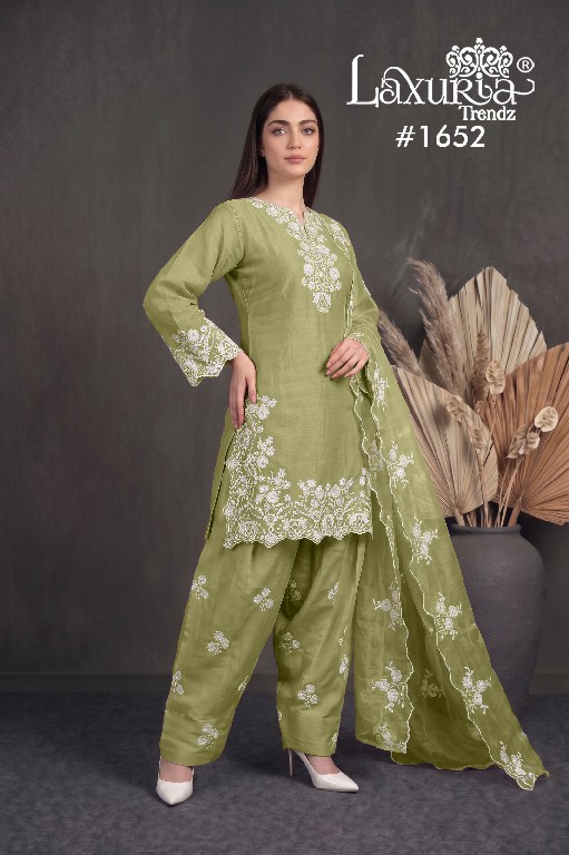 LAXURIA TRENDZ D.NO 1652 WHOLESALE READYMADE MAL CHANDERI DESIGNER 3 PCS SUITS EXPORTER