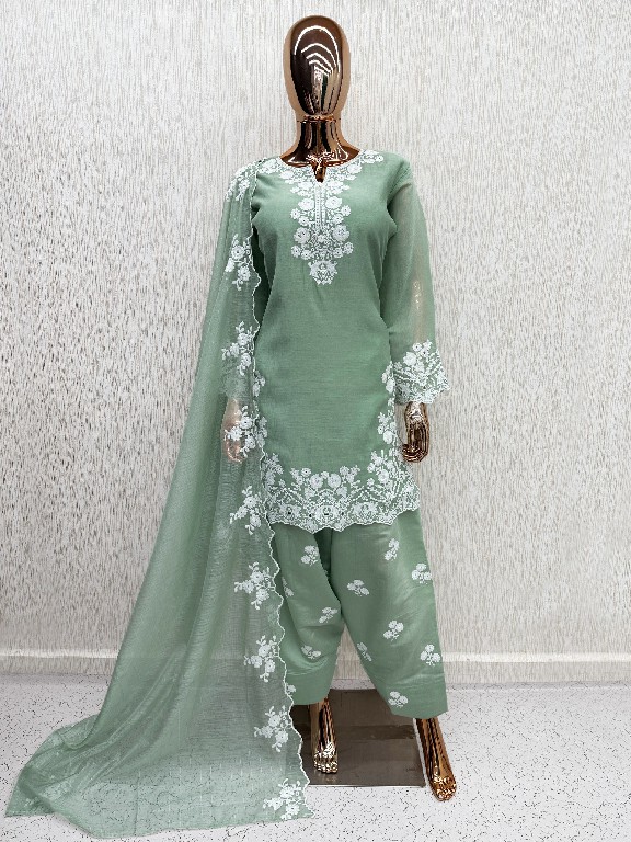 LAXURIA TRENDZ D.NO 1652 WHOLESALE READYMADE MAL CHANDERI DESIGNER 3 PCS SUITS EXPORTER