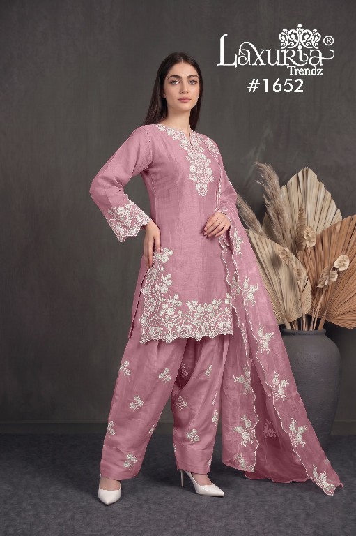LAXURIA TRENDZ D.NO 1652 WHOLESALE READYMADE MAL CHANDERI DESIGNER 3 PCS SUITS EXPORTER