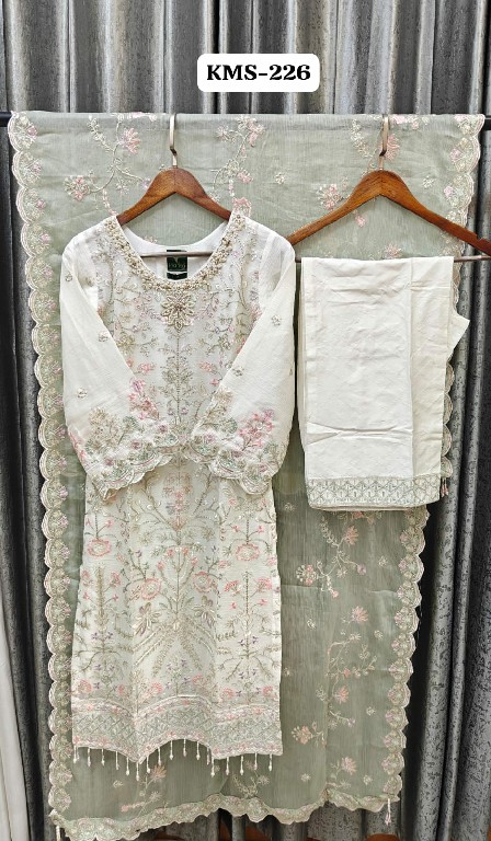 TEXTILEDEAL D.NO KMS-226 WHOLESALE READYMADE HEAVY CHIFFON WITH WORK PAKISTANI 3 PCS SUITS FOR WOMEN ONLINE