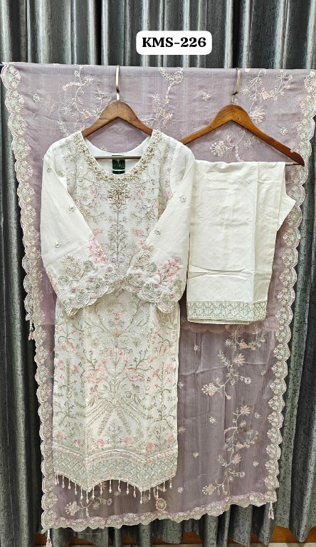 TEXTILEDEAL D.NO KMS-226 WHOLESALE READYMADE HEAVY CHIFFON WITH WORK PAKISTANI 3 PCS SUITS FOR WOMEN ONLINE