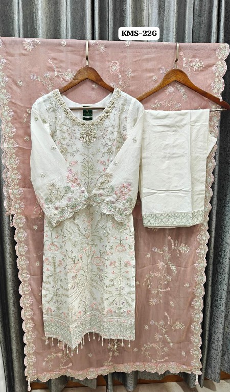 TEXTILEDEAL D.NO KMS-226 WHOLESALE READYMADE HEAVY CHIFFON WITH WORK PAKISTANI 3 PCS SUITS FOR WOMEN ONLINE