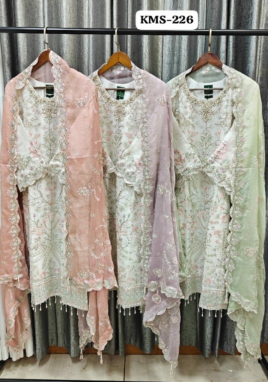 TEXTILEDEAL D.NO KMS-226 WHOLESALE READYMADE HEAVY CHIFFON WITH WORK PAKISTANI 3 PCS SUITS FOR WOMEN ONLINE