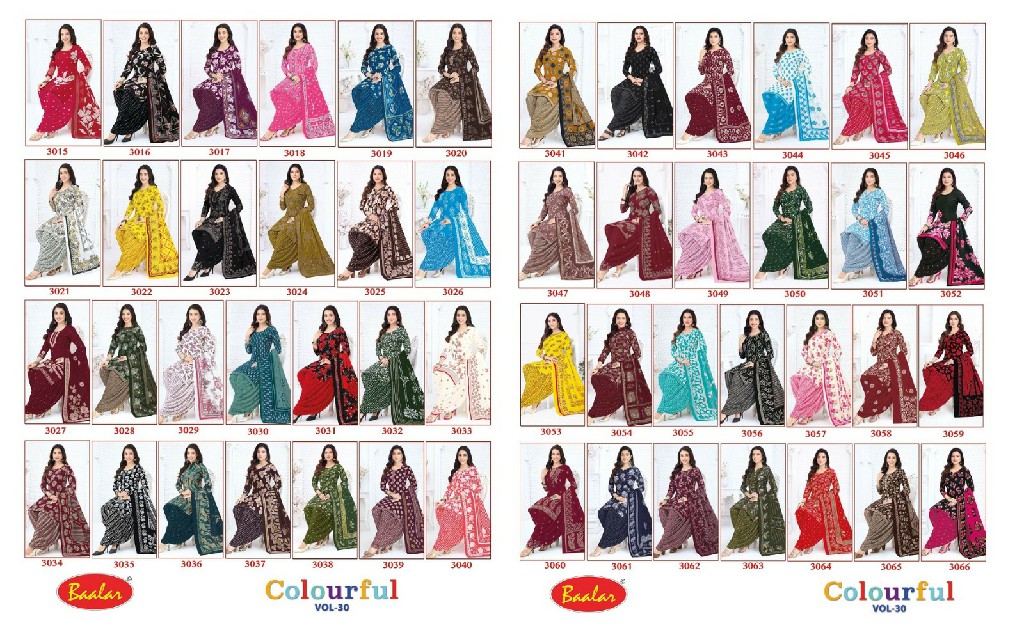 BAALAR COLOURFUL VOL 30 WHOLESALE COTTON PRINTED CASUAL WEAR DRESS MATERIAL EXPORTER