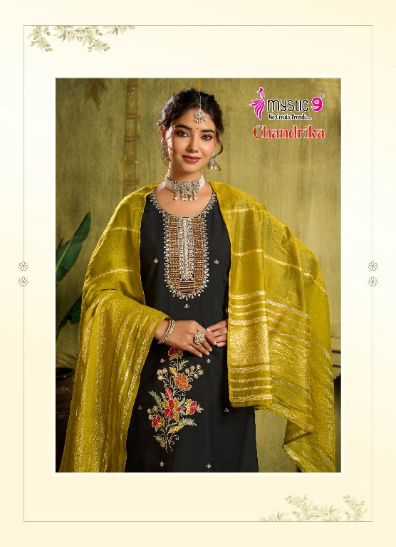 MYSTIC 9 CHANDRIKA VOL 1 WHOLESALE READYMADE ROMAN SILK PRINCESS CUT BEAUTIFUL 3 PCS SUITS EXPORTER
