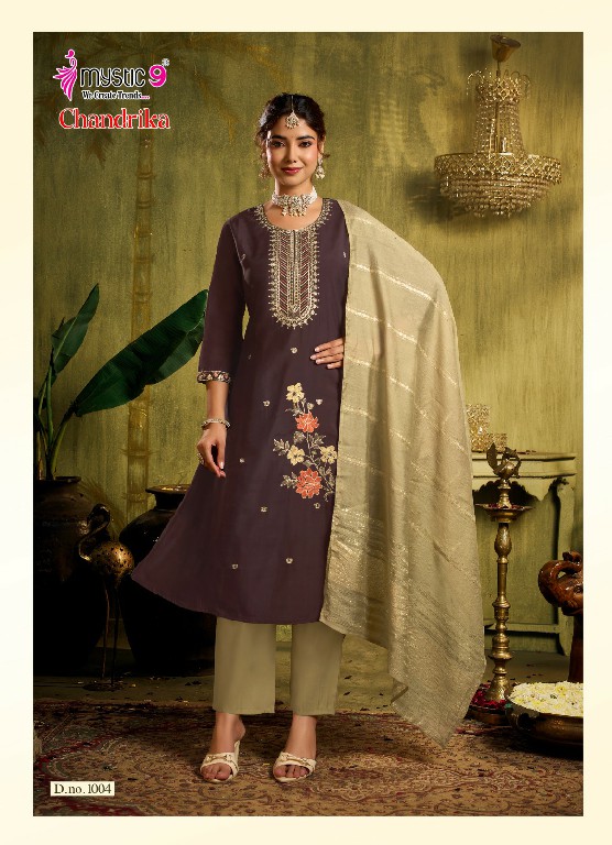 MYSTIC 9 CHANDRIKA VOL 1 WHOLESALE READYMADE ROMAN SILK PRINCESS CUT BEAUTIFUL 3 PCS SUITS EXPORTER