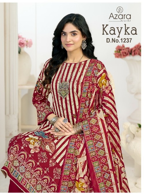 AZARA BY RADHIKA FASHION KAYKA D.NO 1237 WHOLESALE HEAVY ZAM COTTON DESIGNER UNSTITCH SALWAR SUITS EXPORTER