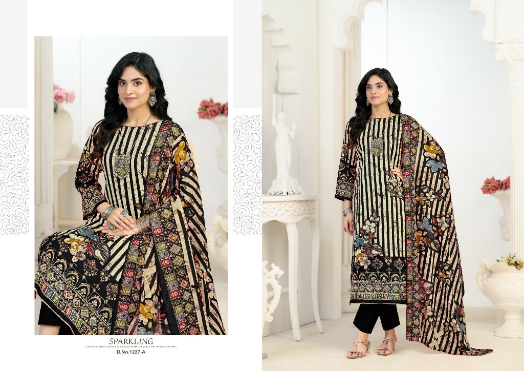 AZARA BY RADHIKA FASHION KAYKA D.NO 1237 WHOLESALE HEAVY ZAM COTTON DESIGNER UNSTITCH SALWAR SUITS EXPORTER