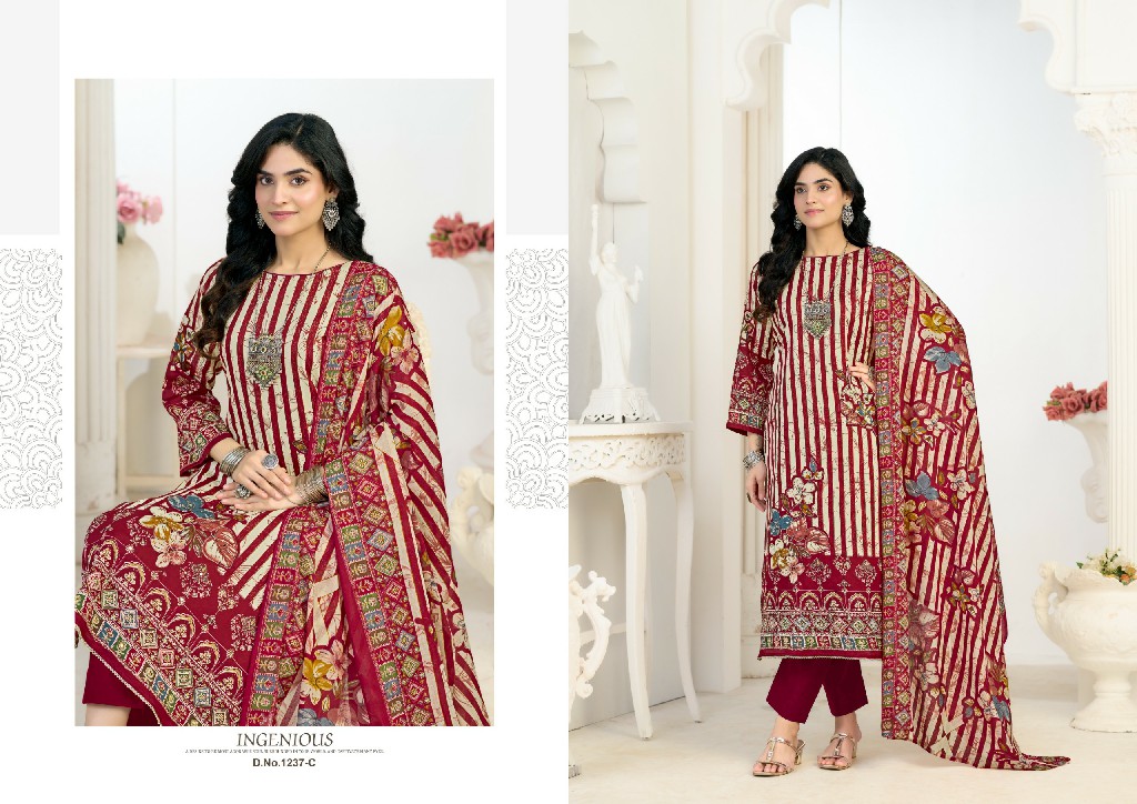 AZARA BY RADHIKA FASHION KAYKA D.NO 1237 WHOLESALE HEAVY ZAM COTTON DESIGNER UNSTITCH SALWAR SUITS EXPORTER