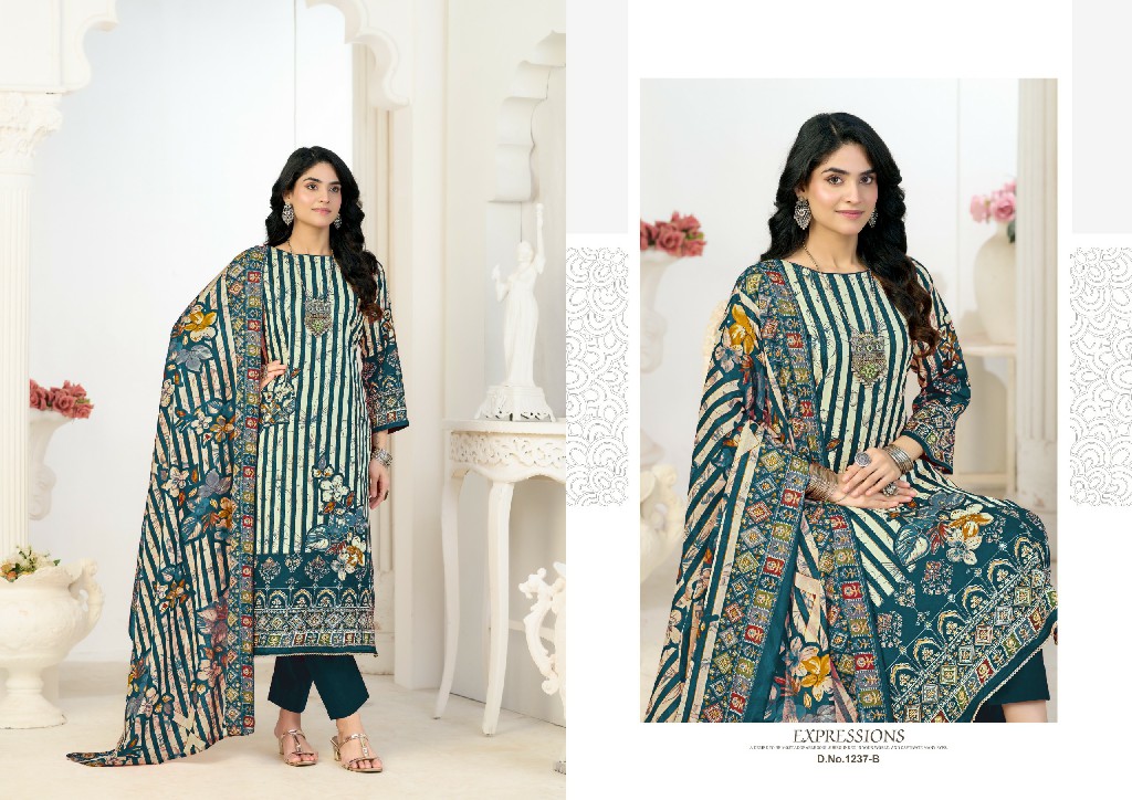 AZARA BY RADHIKA FASHION KAYKA D.NO 1237 WHOLESALE HEAVY ZAM COTTON DESIGNER UNSTITCH SALWAR SUITS EXPORTER
