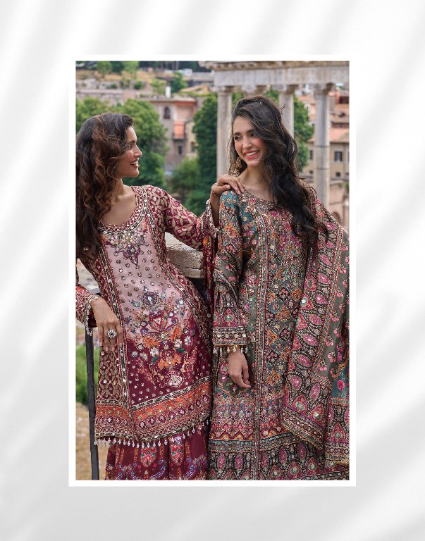 NIMRIT BY SAYURI DESIGNER WHOLESALE READYMADE NATURAL CREP SILK LATEST TRENDY FESTIVE WEAR TOP PLAZZI WITH DUPATTA ONLINE