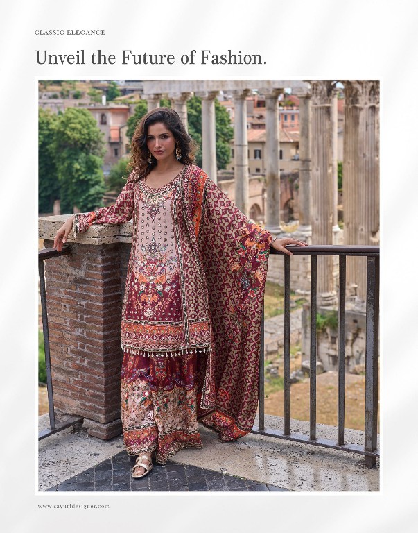 NIMRIT BY SAYURI DESIGNER WHOLESALE READYMADE NATURAL CREP SILK LATEST TRENDY FESTIVE WEAR TOP PLAZZI WITH DUPATTA ONLINE