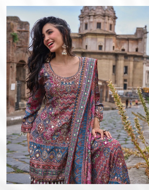 NIMRIT BY SAYURI DESIGNER WHOLESALE READYMADE NATURAL CREP SILK LATEST TRENDY FESTIVE WEAR TOP PLAZZI WITH DUPATTA ONLINE