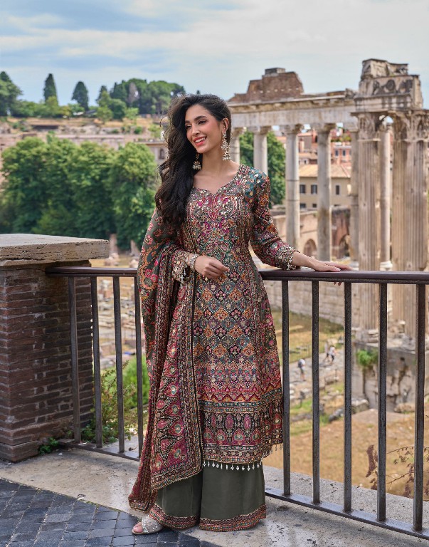 NIMRIT BY SAYURI DESIGNER WHOLESALE READYMADE NATURAL CREP SILK LATEST TRENDY FESTIVE WEAR TOP PLAZZI WITH DUPATTA ONLINE