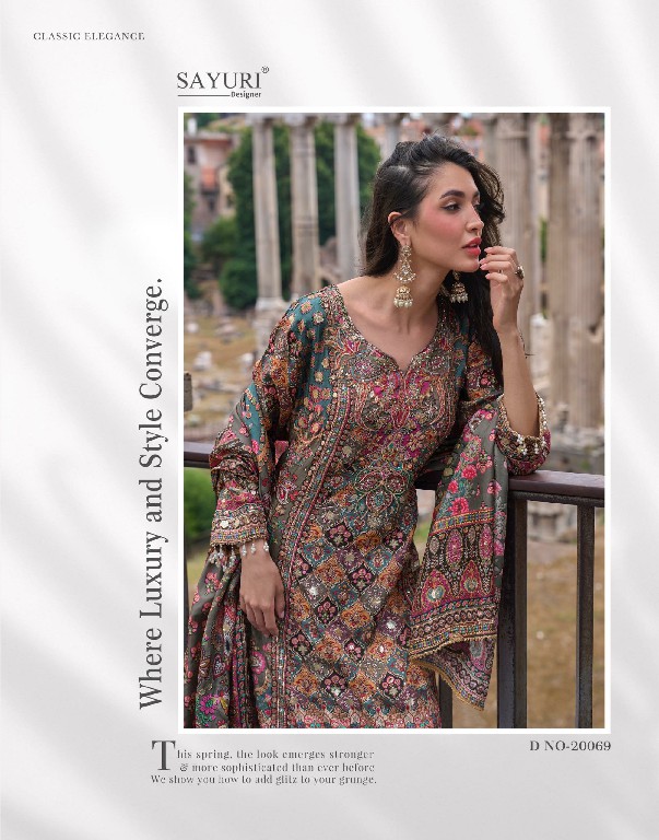 NIMRIT BY SAYURI DESIGNER WHOLESALE READYMADE NATURAL CREP SILK LATEST TRENDY FESTIVE WEAR TOP PLAZZI WITH DUPATTA ONLINE