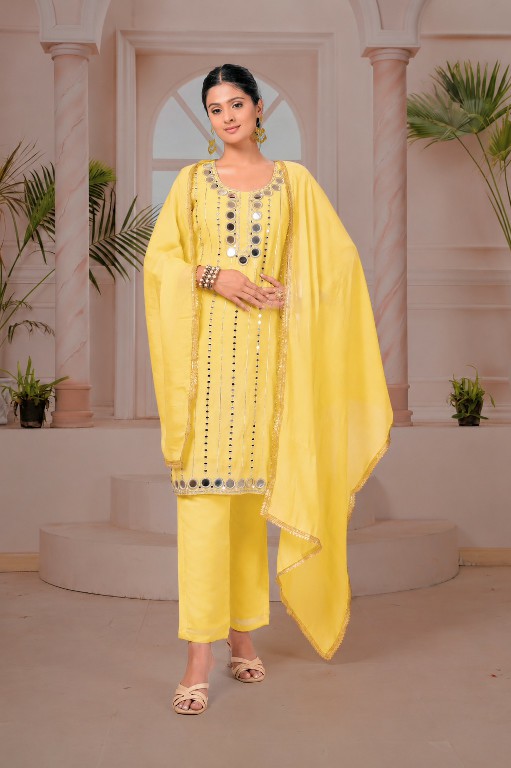 TEXTILEDEAL LAUNCH READYMADE MAL CHANDERI WITH MIRRIOR WORK 3 PCS SUITS SUPPLIER