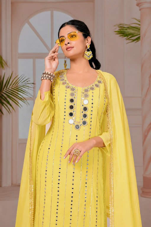 TEXTILEDEAL LAUNCH READYMADE MAL CHANDERI WITH MIRRIOR WORK 3 PCS SUITS SUPPLIER