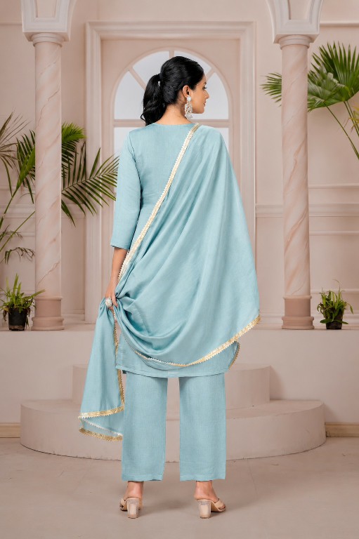 TEXTILEDEAL LAUNCH READYMADE MAL CHANDERI WITH MIRRIOR WORK 3 PCS SUITS SUPPLIER