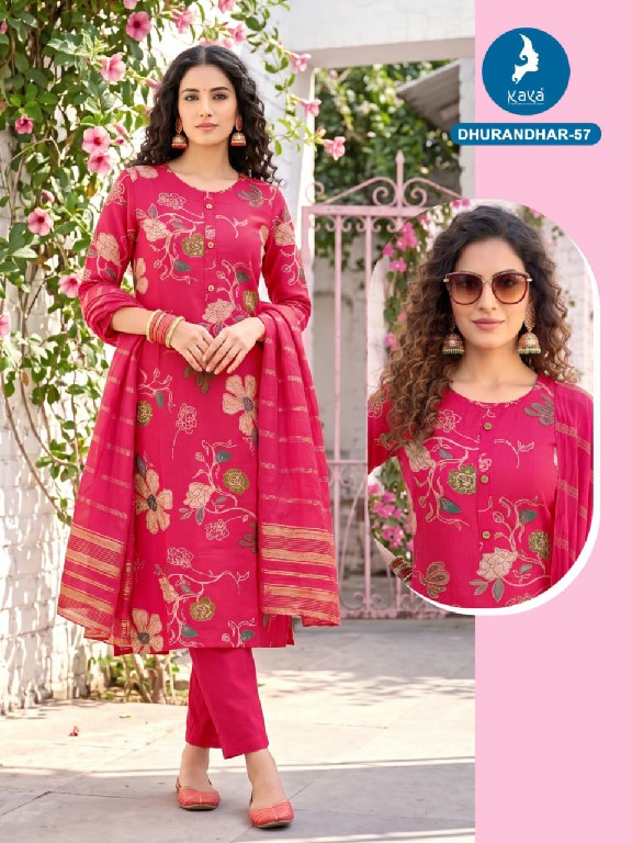KAYA DHURANDHAR D.NO 40 TO 62 WHOLESALE READYMADE VERTICAN PRINTED BIG SIZE COMFORT WEAR 3 PCS COMBO SET SUITS EXPORTER