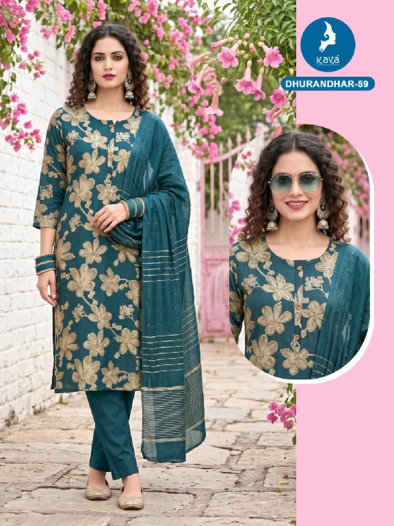 KAYA DHURANDHAR D.NO 40 TO 62 WHOLESALE READYMADE VERTICAN PRINTED BIG SIZE COMFORT WEAR 3 PCS COMBO SET SUITS EXPORTER
