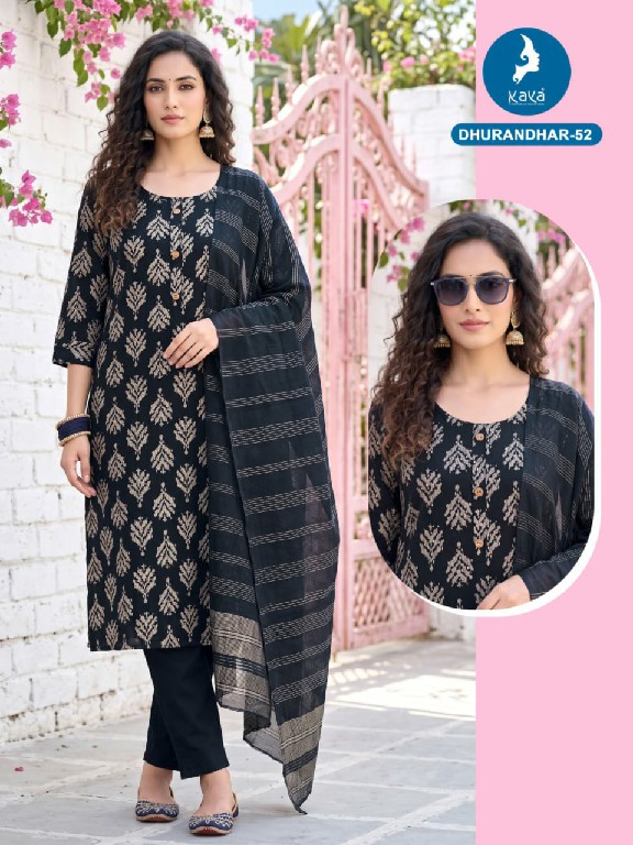 KAYA DHURANDHAR D.NO 40 TO 62 WHOLESALE READYMADE VERTICAN PRINTED BIG SIZE COMFORT WEAR 3 PCS COMBO SET SUITS EXPORTER