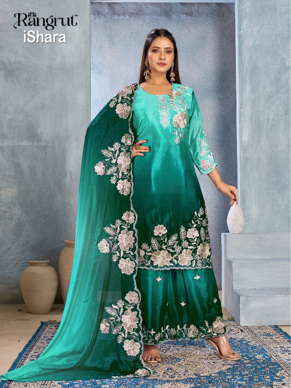 RANGRUT ISHARA WHOLESALE READYMADE CHINON WITH WORK BIG SIZE FUNCTION WEAR 3 PCS SUITS EXPORTER