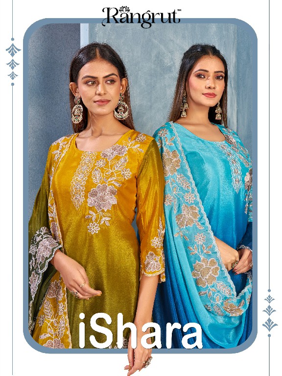 RANGRUT ISHARA WHOLESALE READYMADE CHINON WITH WORK BIG SIZE FUNCTION WEAR 3 PCS SUITS EXPORTER