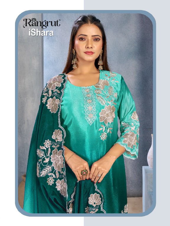 RANGRUT ISHARA WHOLESALE READYMADE CHINON WITH WORK BIG SIZE FUNCTION WEAR 3 PCS SUITS EXPORTER