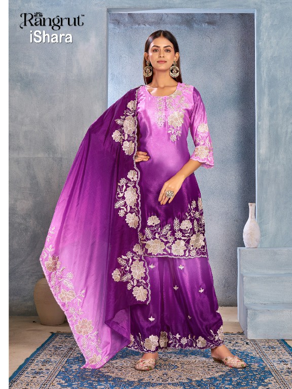 RANGRUT ISHARA WHOLESALE READYMADE CHINON WITH WORK BIG SIZE FUNCTION WEAR 3 PCS SUITS EXPORTER