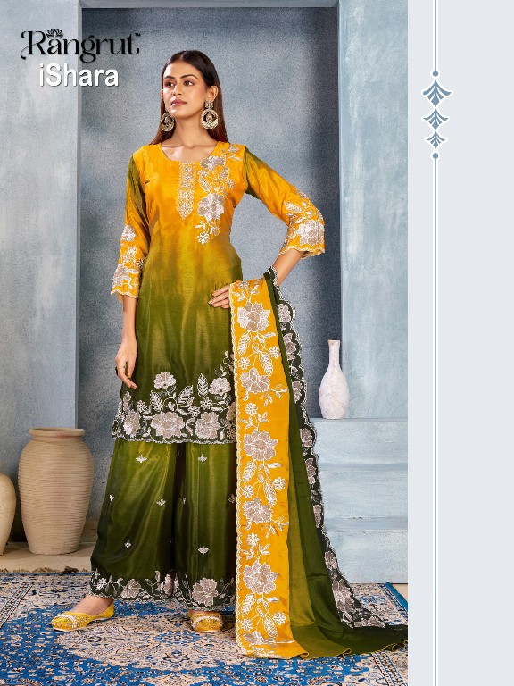 RANGRUT ISHARA WHOLESALE READYMADE CHINON WITH WORK BIG SIZE FUNCTION WEAR 3 PCS SUITS EXPORTER