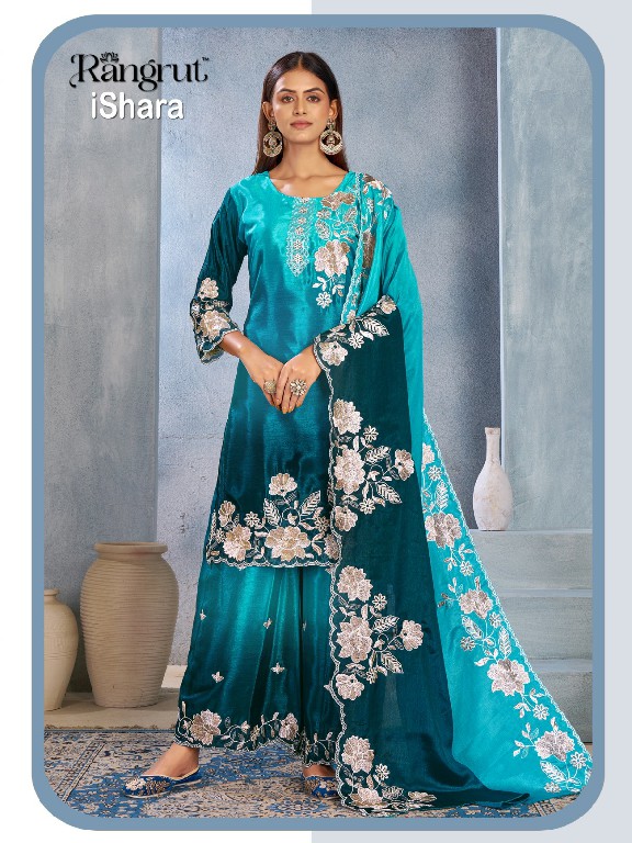 RANGRUT ISHARA WHOLESALE READYMADE CHINON WITH WORK BIG SIZE FUNCTION WEAR 3 PCS SUITS EXPORTER