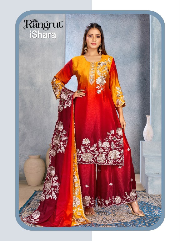 RANGRUT ISHARA WHOLESALE READYMADE CHINON WITH WORK BIG SIZE FUNCTION WEAR 3 PCS SUITS EXPORTER