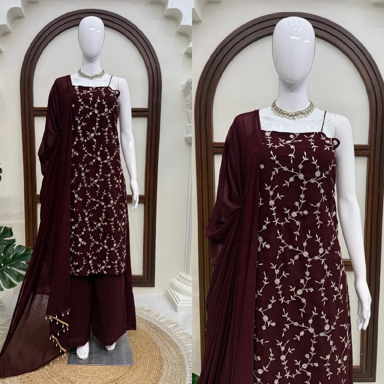 TEXTILEDEAL D.NO 6067 WHOLESALE READYMADE FAUX GEORGETTE DESIGNER 3 PCS SUITS FOR EXPORT