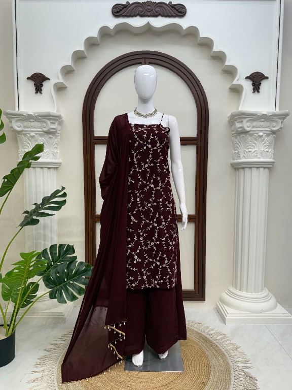 TEXTILEDEAL D.NO 6067 WHOLESALE READYMADE FAUX GEORGETTE DESIGNER 3 PCS SUITS FOR EXPORT