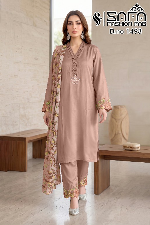 SAFA FASHION D.NO 1493 WHOLESALE READYMADE GAJJI SATIN LUXURIOUS 3 PCS COMBO SET SUITS FOR EXPORT