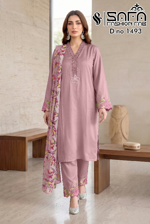 SAFA FASHION D.NO 1493 WHOLESALE READYMADE GAJJI SATIN LUXURIOUS 3 PCS COMBO SET SUITS FOR EXPORT
